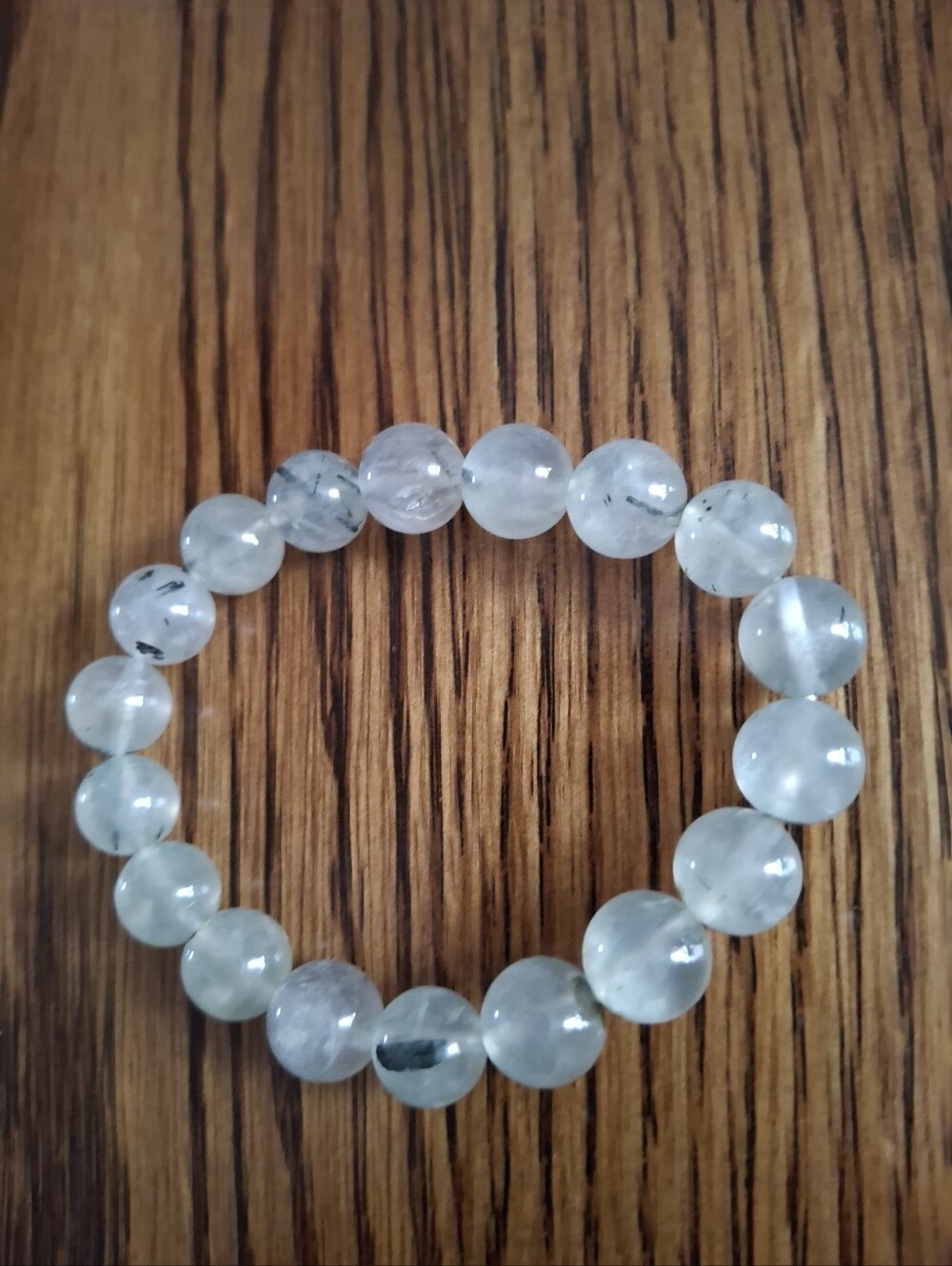 Prehnite Natural Stone Beaded Stretch Bracelet